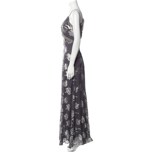 Elegant Silver Floral Maxi Dress - Picture 3 of 12